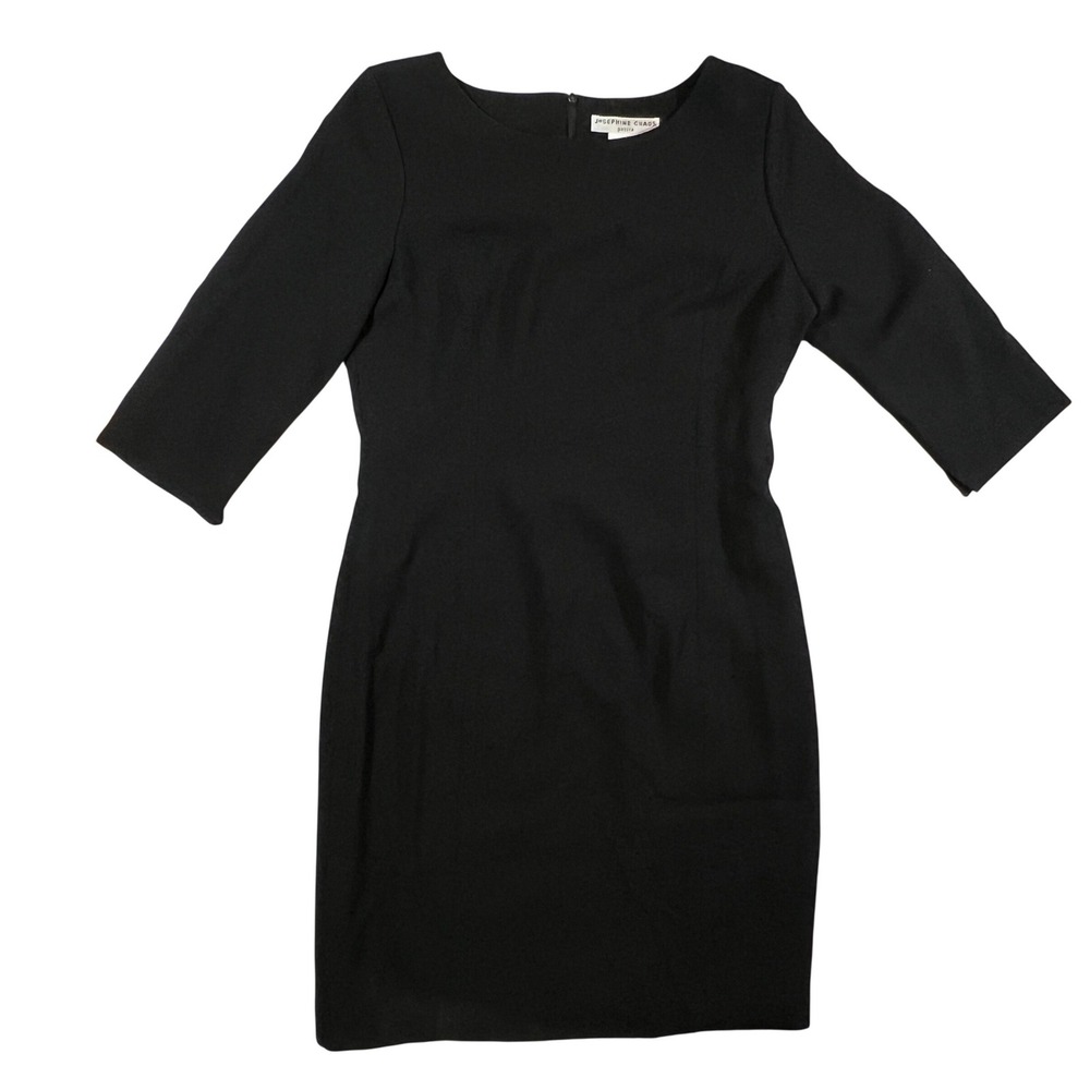 Josephine‎ Chaus Black Sheath 3/4 Sleeve Dress Women 10P Officecore Luxury LBD